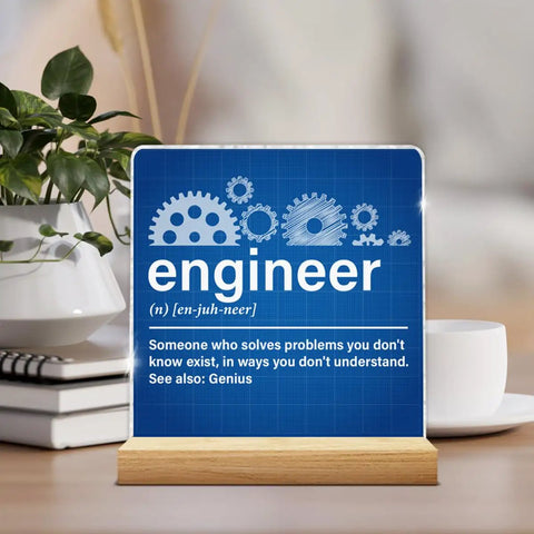 Epic Engineer Gifts For Women And Men Mechanical Engineering Lovers Acrylic Plaque Sign With Wood Stand For Home Office Decor
