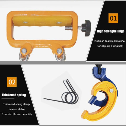 High Strength Rings and Thickened Spring for Heavy Duty Chain Drum Lifter With Rock Solid Grab Hooks For Forklifts.