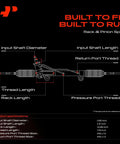 Technical diagram of Hydraulic Power Steering Rack And Pinion For Honda Accord 2003 2007 And Acura TL 2004 2008 specs
