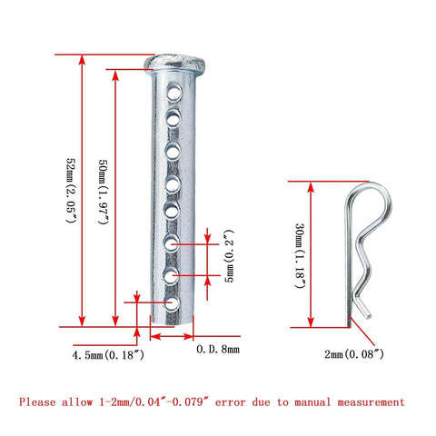 Built Tough 8 To 20 Pack Adjustable Clevis Pins Set With Flat Head And Multi Hole Side M8x50 Zinc Coated Alloy Steel