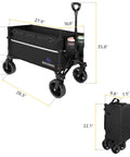 Collapsible Wagon Cart With 360 Degree Front Wheels 120L Heavy Duty Folding Utility Wagon for Grocery Shopping and Camping