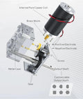 Exploded view of 12V Double Shaft DC Motor With Worm Gear Beefy 70 KG CM High Torque 24V Reducer, showcasing metal gears and components.