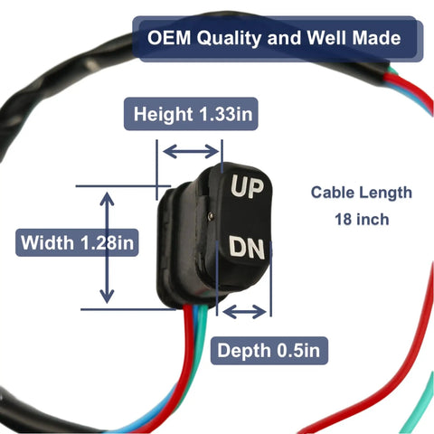 Mercury Mariner Outboard Trim And Tilt Switch Replacement 87 18286A43 87 18286A26 dimensions shown with 18-inch cable