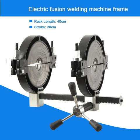 Heavy Duty Socket Fusion Weld Frame For Large Tubes 63-200 PE Heat Welding, Aluminum And Iron Construction, 40cm Rack, 28cm Stroke, No-Fuss Clamp System, Easy Pipe Fix And Precise Positioning, electric fusion welding frame