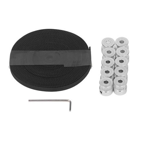20 Tooth Timing Pulley Aluminum Alloy Sync Wheel Kit With 6mm Rubber Belt For Stable Power Transfer In CNC Machines And 3D Printer Setups Perfect For Hella Smooth Operation. black 6mm timing belt with 20 tooth aluminum pulleys and hex key