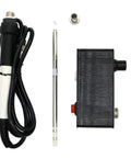 Beefed Up High Power Digital Soldering Station With 75W Quick Heat components including solder tips and control box.
