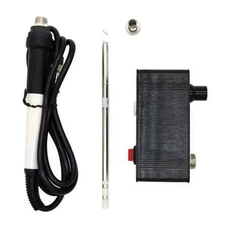 Beefed Up High Power Digital Soldering Station With 75W Quick Heat components including solder tips and control box.