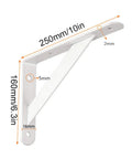 Built Like A Tank Heavy Duty Floating Shelf Brackets 2 Pack Wall Mount L Brackets Cold Rolled Steel White, 10in x 6.3in dimensions