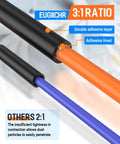 Three Eighths Inch Heat Shrink Tubing Kit With Three To One Adhesive Lined Shrink Tube close-up showing orange and blue tubes.