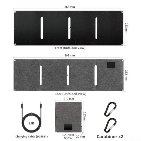 Diagram of 40W Foldable Solar Panel Charger With USB C And DC5521 Output IP65 Waterproof Monocrystalline Cells Ultra Portable