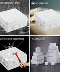 Rugged ABS Junction Box IP65 Waterproof Dustproof Enclosure, Universal Surface Mount Electrical Box White 5.9 x 5.9 x 2.8 Inches for Outdoor Projects and DIY Electrical Installations, white IP65 box in rain