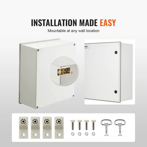 Rugged Fiberglass Electrical Enclosure Box For Outdoors With Mounting Plate IP66 Weatherproof Dustproof Junction Box 23.6x19.7x9.1 Inches shown with installation accessories