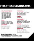 Fitment guide for Two Pack Three Eighths Inch Low Profile Saw Chain With.050 Inch Gauge fits various chainsaw brands.
