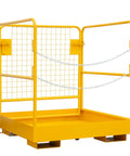 Straight Up Forklift Safety Cage 36 X 36 Inch Work Platform 1200 Lbs Capacity with grid and chains for aerial repairs.