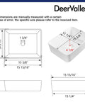 Upgrade Your Powder Room With This Sleek White Ceramic Vessel Sink Measuring 16 By 12 Inches For A Modern Rectangle Basin Setup Featuring Slick Glossy Finish And Hella Durable Build. Dimensions illustration showing measurements of white ceramic vessel sink.
