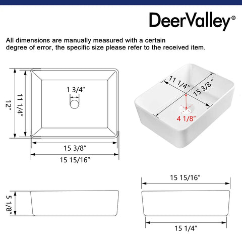 Upgrade Your Powder Room With This Sleek White Ceramic Vessel Sink Measuring 16 By 12 Inches For A Modern Rectangle Basin Setup Featuring Slick Glossy Finish And Hella Durable Build. Dimensions illustration showing measurements of white ceramic vessel sink.