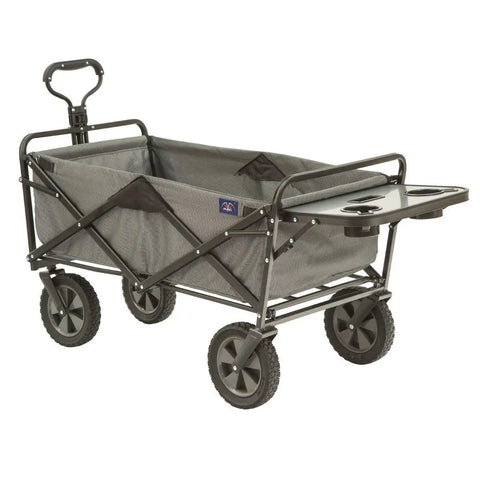 Collapsible Outdoor Utility Wagon With Folding Table And Drink Holders, Large Capacity, Easy Setup, No Assembly Needed, Gray