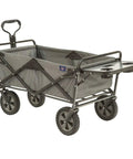 Collapsible Outdoor Utility Wagon With Folding Table And Drink Holders, Large Capacity, Easy Setup, No Assembly Needed, Gray