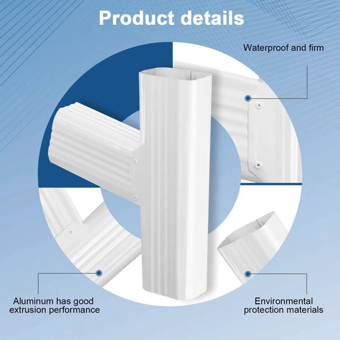 Downspout Y Connector 2x3 Left High Gloss White Aluminum No Fuss Easy Clamp On For Double Downspouts Leak Free Rain Drain