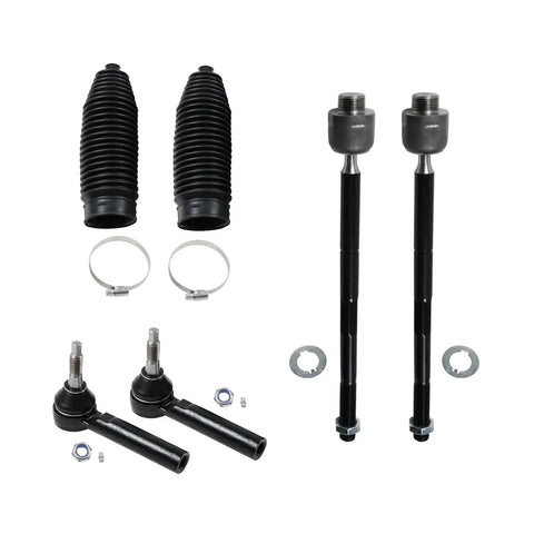 6 Piece Front Tie Rods Kit With Inner And Outer Tie Rod Ends And Boots Replacement For Cadillac Escalade ESV EXT Tahoe Suburban Silverado Sierra Yukon XL 1500 Chevy GMC Direct Fit Upgrade, black steel parts