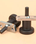 Top Tier Indexing Plunger With Flange Mount And M6 M8 Threads features a black base and metal flange suitable for CNC fixtures.