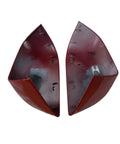 Fresh Red Pair Of Side Mirror Lower Covers For Tesla Model 3 2017 To 2021 Exterior Trim Upgrade showing inner design and clip fittings.