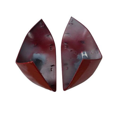 Fresh Red Pair Of Side Mirror Lower Covers For Tesla Model 3 2017 To 2021 Exterior Trim Upgrade showing inner design and clip fittings.