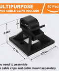 Close-up of cable clip from All-In-One Zip Tie Adhesive Mount Kit With 140 Pack Three Quarter Inch Cable Ties, 3D diagram.