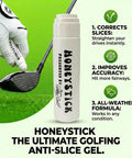 Anti Slice Golf Gel For Drivers, Woods, Hybrids And Irons Stop Slice And Hook bottle with golf club