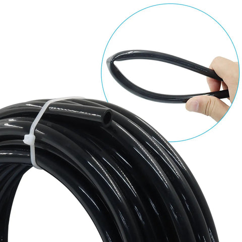 Three Eighths Inch Black PU Pneumatic Tubing Air Hose Lightweight Flexible Line for Water and Fluid Transfer and Air Compressors, 32.8 Feet Long, 10 Meters coiled with hand flexing section