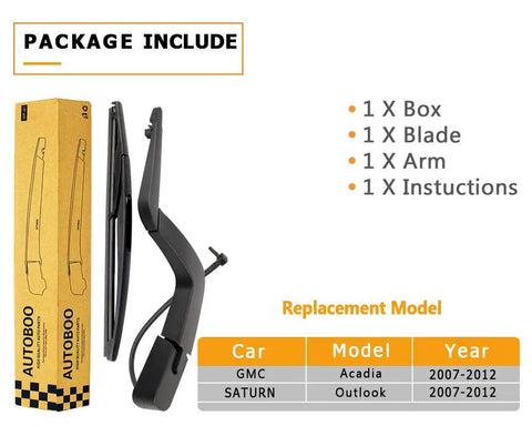 Heavy Duty Rear Wiper Arm Blade Replacement For Gmc Acadia Saturn Outlook 2007 To 2012 Oem Style components in package.