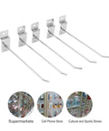 Slat Wall Hooks For Retail Displays 50 Pack 15cm Iron Panel Wire Hooks 3.3mm Silver Electroplated with upturned end and flat tip set