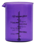 Purple plastic beaker from Beaker And Flask Shot Glass Set 4 Piece Plastic Lab Style Drinkware With Yellow Erlenmeyer And Blue Round Bottom Flasks