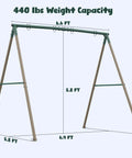Backyard Swing Set With 45 Inch Platform Saucer Swing And Belt Swing For Kids Ages 3 To 8, supports up to 440 lbs, frame dimensions