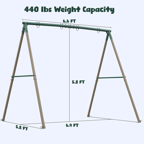 Backyard Swing Set With 45 Inch Platform Saucer Swing And Belt Swing For Kids Ages 3 To 8, supports up to 440 lbs, frame dimensions
