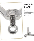 Close-up of Six Piece Stainless Flange Bolt Fasteners Kit With Hole Hand Tightened Wing Screws, highlighting craftsmanship