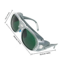 Job Ready Welding Safety Goggles With High Visibility Lenses And Rugged Plastic Build For Kickass Spark Blocking Includes Three Pairs For Solid Eye Defense On Rough Construction Sites Today side angle close-up showcasing dimensions and design features.