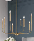 Dope Antique Gold Chandelier Modern Farmhouse Light Fixture with eight arms and adjustable height in living room setting