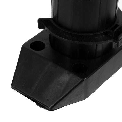 Close-up of black ABS adjustable cabinet leveling foot, part of a 4 pack with thickened design and moisture resistant feature.