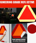 Badass Slick Adhesive Orange Smv Triangle Sign With Diamond Grade Reflective, shown being applied, ideal for utility vehicles.