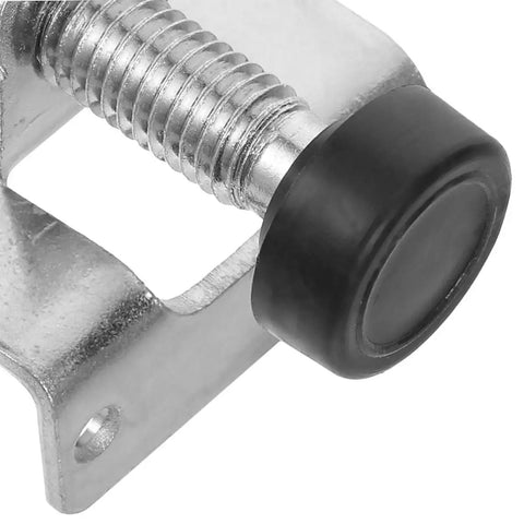Close-up of Built Tough Heavy Duty Adjustable Cabinet Leveling Feet For Steel Furniture Legs showing threaded steel construction.