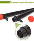 Fifty Pack One Quarter Inch Drip Emitter Set For Garden Irrigation With Adjustable 360 Degree Spray And Eight Hole Flow, close-up view