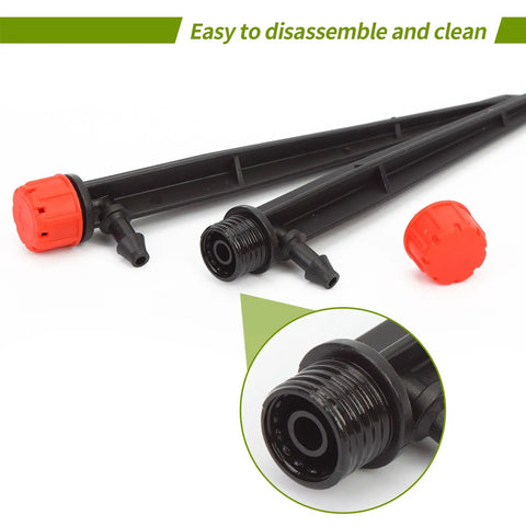 Fifty Pack One Quarter Inch Drip Emitter Set For Garden Irrigation With Adjustable 360 Degree Spray And Eight Hole Flow, close-up view