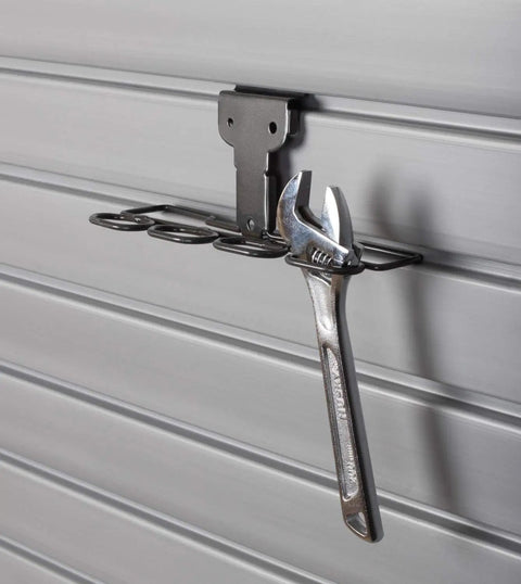 Small Tool Rack For Garage Slatwall Panels In Dark Gray Steel Holds Four Small Tools Fits StoreWall Installed