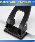 Two Hole Punch For Office Use, Heavy Duty Workhorse Desk Punch with Adjustable Paper Guide, 28 Sheet Capacity, Black