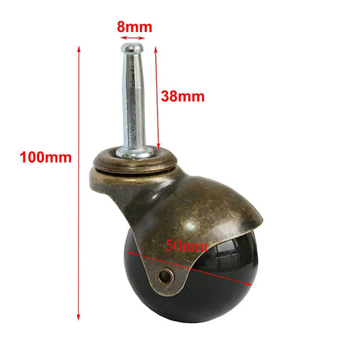 Slap These Dang Solid Ball Caster Wheels Onto Your Vintage Furniture Replacement Quiet Polyurethane Swivel Castors That Roll Smooth As Butter Across Hardwood Floors In Seconds, 50mm ball with 100mm height.