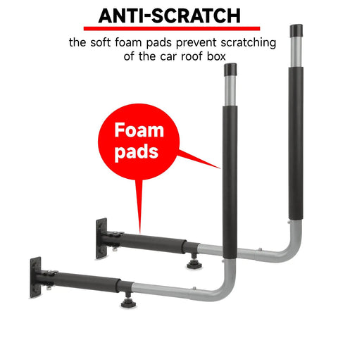 Heavy Duty Universal Roof Box Wall Mount Pair with cushioned foam pads to prevent scratching and secure hold for kayaks and skis.