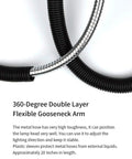 360-degree double layer flexible gooseneck arm, part of Adjustable LED Work Light With Clamp, 900 Lumen Output, industrial lamp.