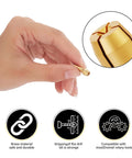 Hand holding brass collet from 15-Piece Drill Chuck Collet Set For Dremel Rotary Tools 0.02in To 0.13in