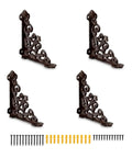 Built Like A Tank 4 Pack Solid Cast Iron Shelf Brackets 4x4 Inch heavy duty vintage brown wall mounts and screws.